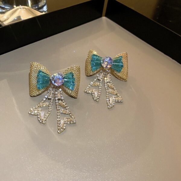 Premium Green Bow Earrings - Image 3
