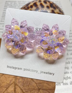 Pink Crystal Flower Earrings