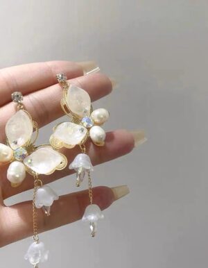 White Butterfly Earrings