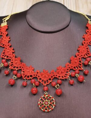 Red Pearl Necklace &Hair Accessory