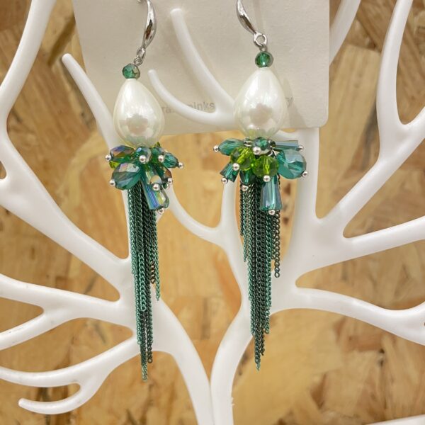 Handmade Green Crystal Earrings - Image 3
