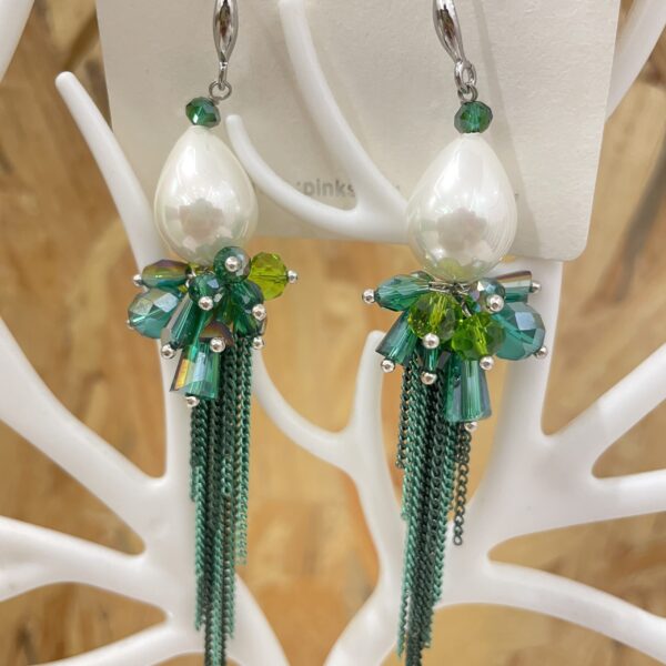 Handmade Green Crystal Earrings - Image 2