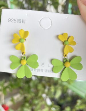 Green Yellow Petals Earrings