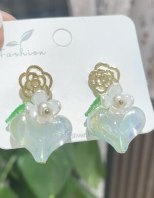Hollow Rose Heart Earrings