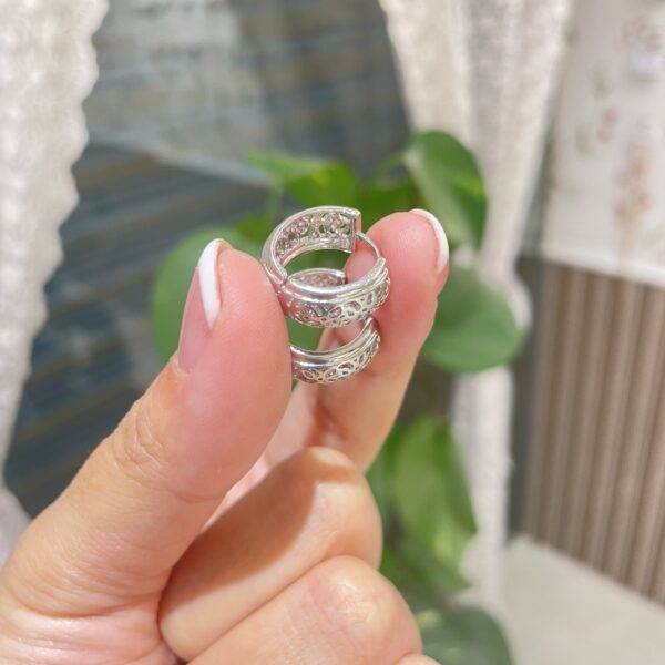 Silver Hollow Flower Hoop - Image 3