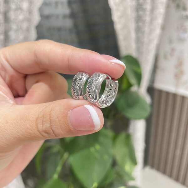 Silver Hollow Flower Hoop - Image 2