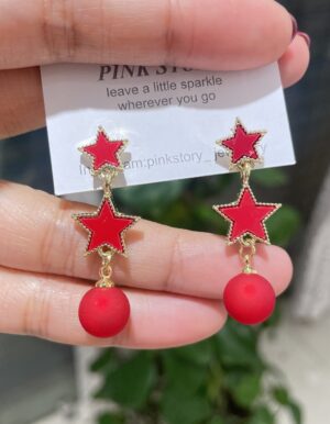 Red Star Pearl Earrings