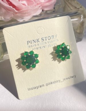 Gold Plated Green Stone Earrings