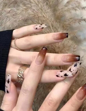 Leopard Black French Nails