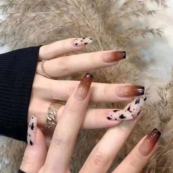 Leopard Black French Nails