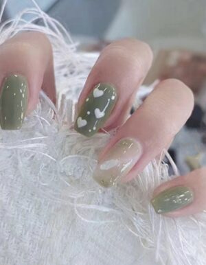 Olive Green 24 Pieces Press On Nails