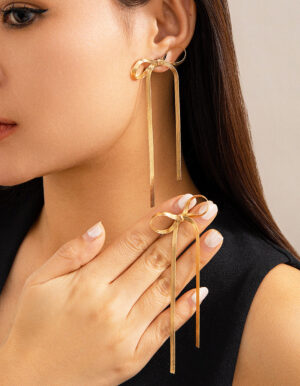 Bow Dangle Chain Earrings