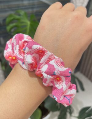 Pink Flower Scrunchie
