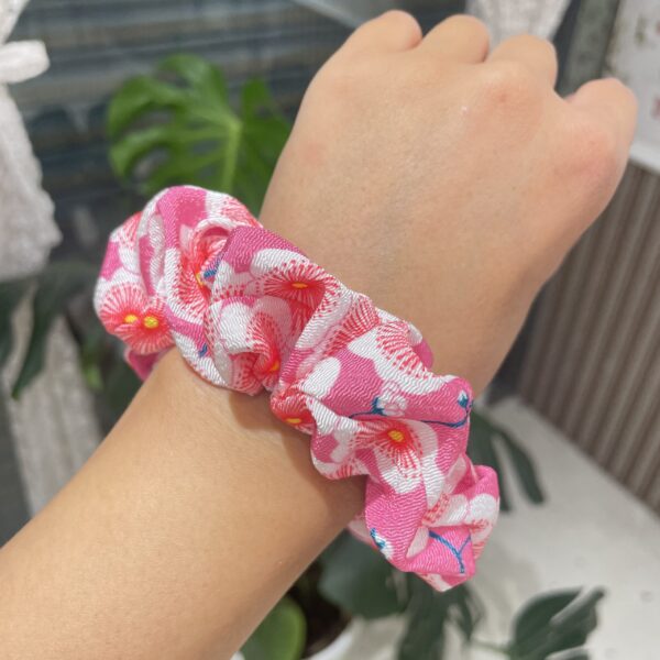 Pink Flower Scrunchie