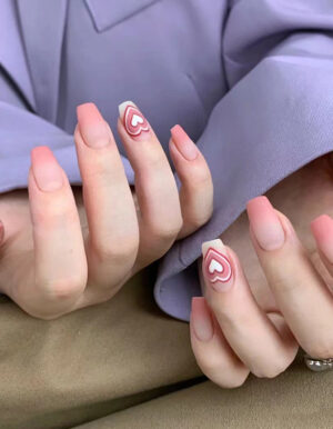 Ombré Heart Press On Nails