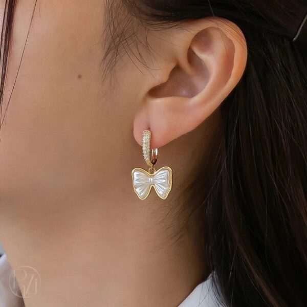 Gold Plated Bow Earrings - Image 2