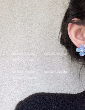 Blue Crystal Flower Earrings