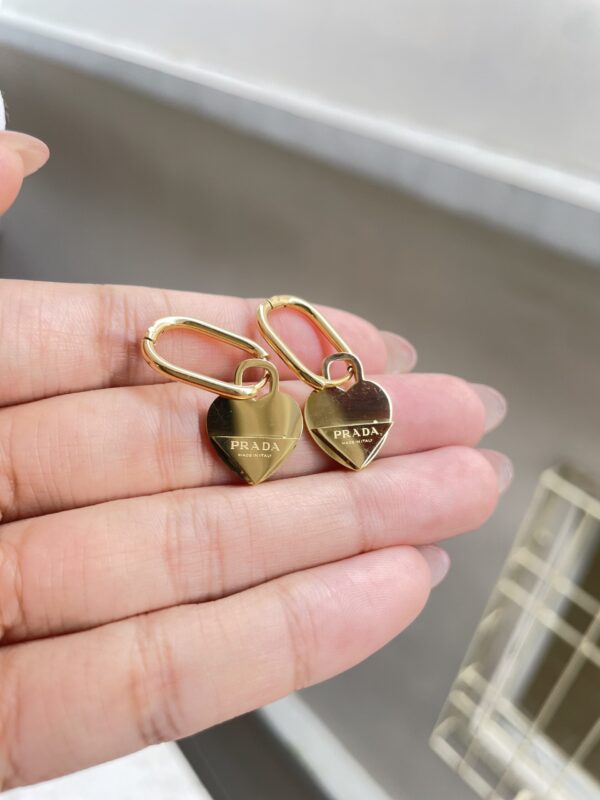 Prada Heart Hoop Earrings - Image 2