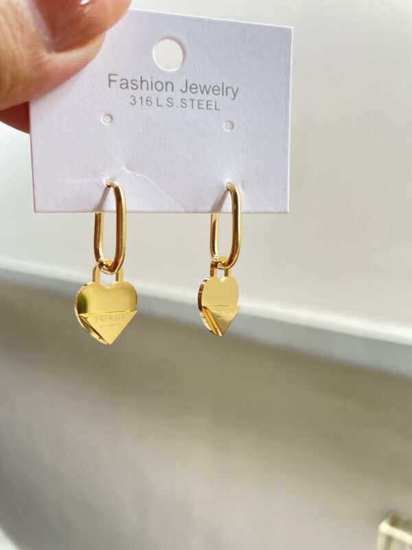 Prada Heart Hoop Earrings - Image 3