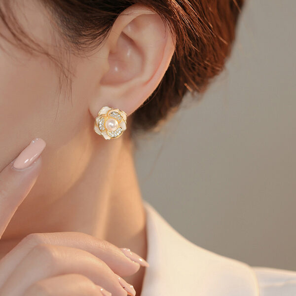 White Flower Earrings - Image 2