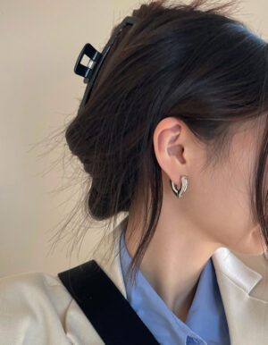 Silver Heart Hoops