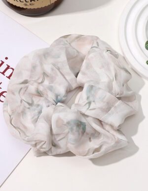 Green Flower Scrunchie
