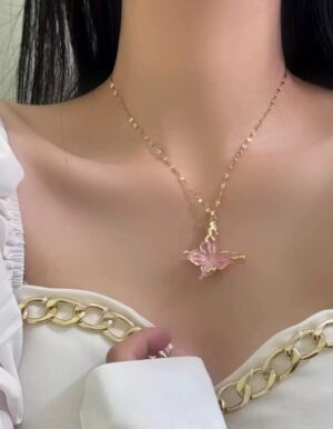 Pink Butterfly Necklace