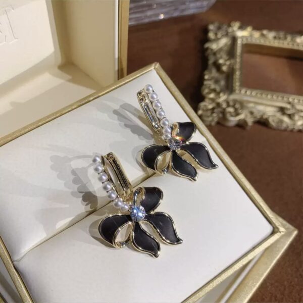 Black Bow Earrings - Image 2
