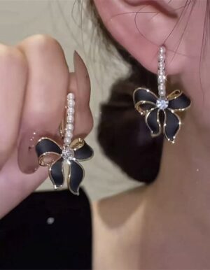 Black Bow Earrings