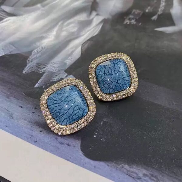 Blue Square Earrings - Image 2