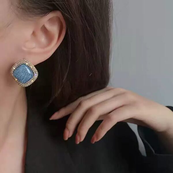 Blue Square Earrings