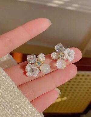 White Flower Earrings
