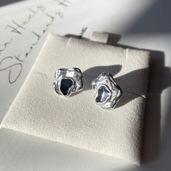 Black Stud Earrings - Image 3