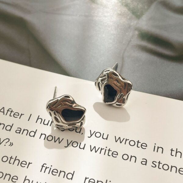 Black Stud Earrings - Image 2
