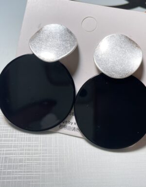 Black Round Earrings