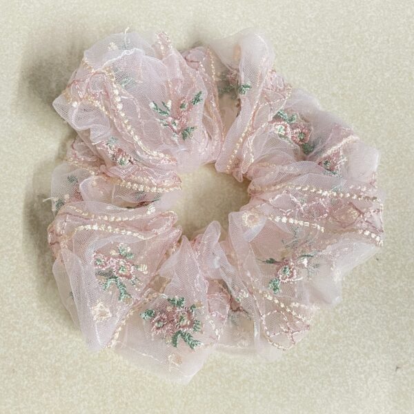 Embroidery Flower Scrunchie - Image 3