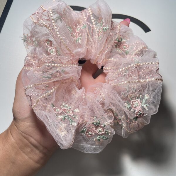 Embroidery Flower Scrunchie - Image 2