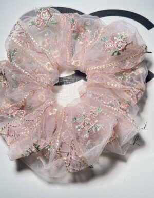 Embroidery Flower Scrunchie