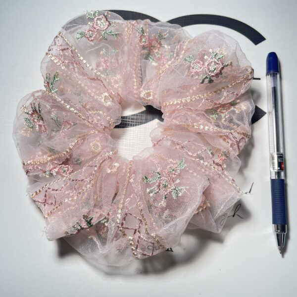 Embroidery Flower Scrunchie