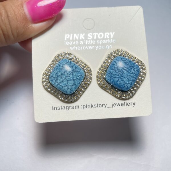 Blue Square Earrings - Image 3
