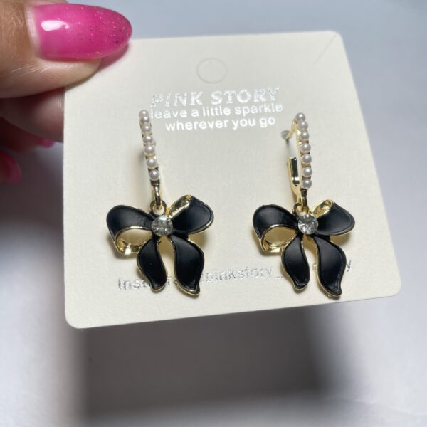 Black Bow Earrings - Image 3