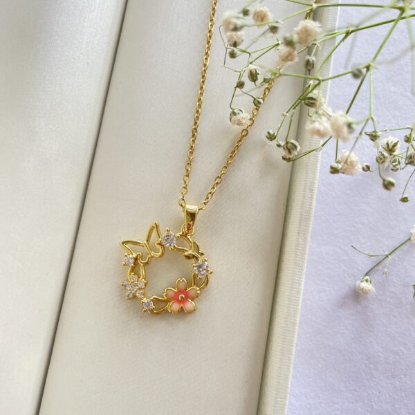 Flower Butterfly Necklace