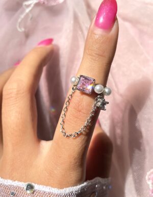 Chain Pearl Adjustable Ring