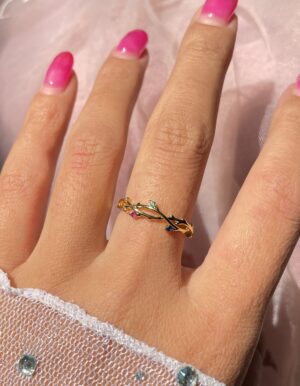 Colorful Stone Leaf Ring