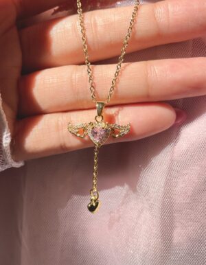 Stainless Wings Heart Necklace
