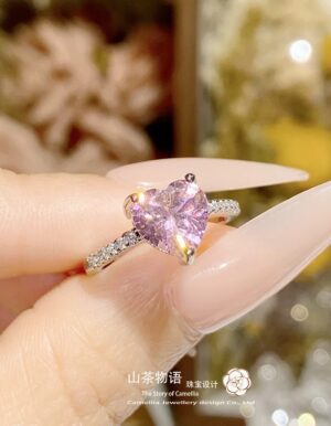 Big Pink Heart Adjustable Ring