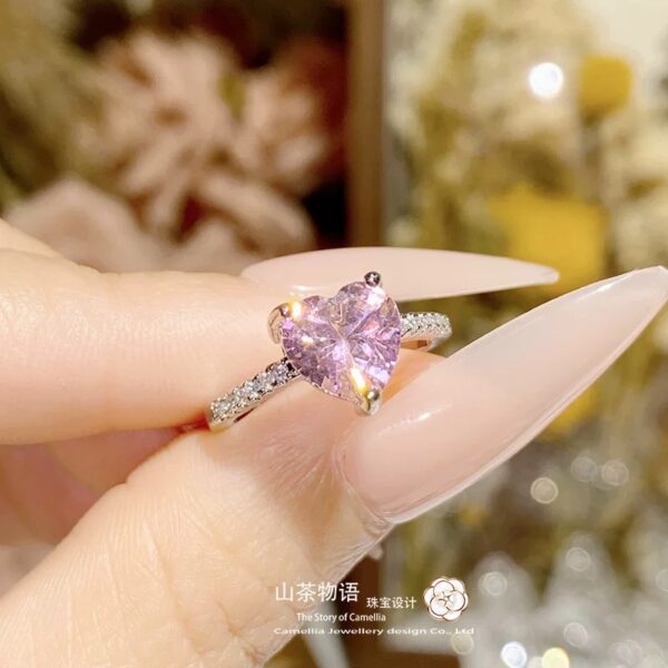 Big Pink Heart Adjustable Ring