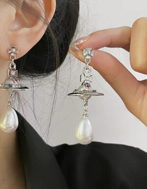 Saturn Pearl Earrings