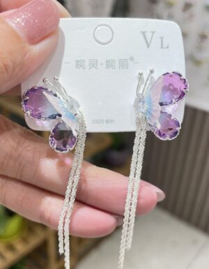 Purple Tourmaline Layered Butterfly Earrings