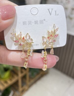 Crystal Butterfly Leaf Earrings